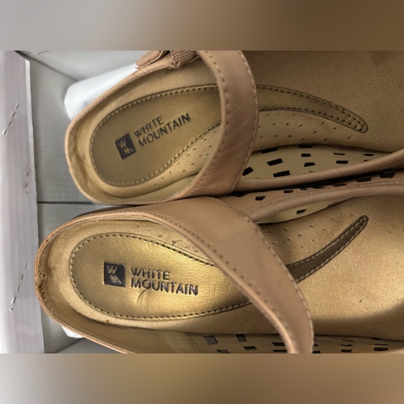 White Mountain Marvy Taupe Genuine Leather Peep Toe Wedge Shoes – Size 7.5M - Picture 6 of 7